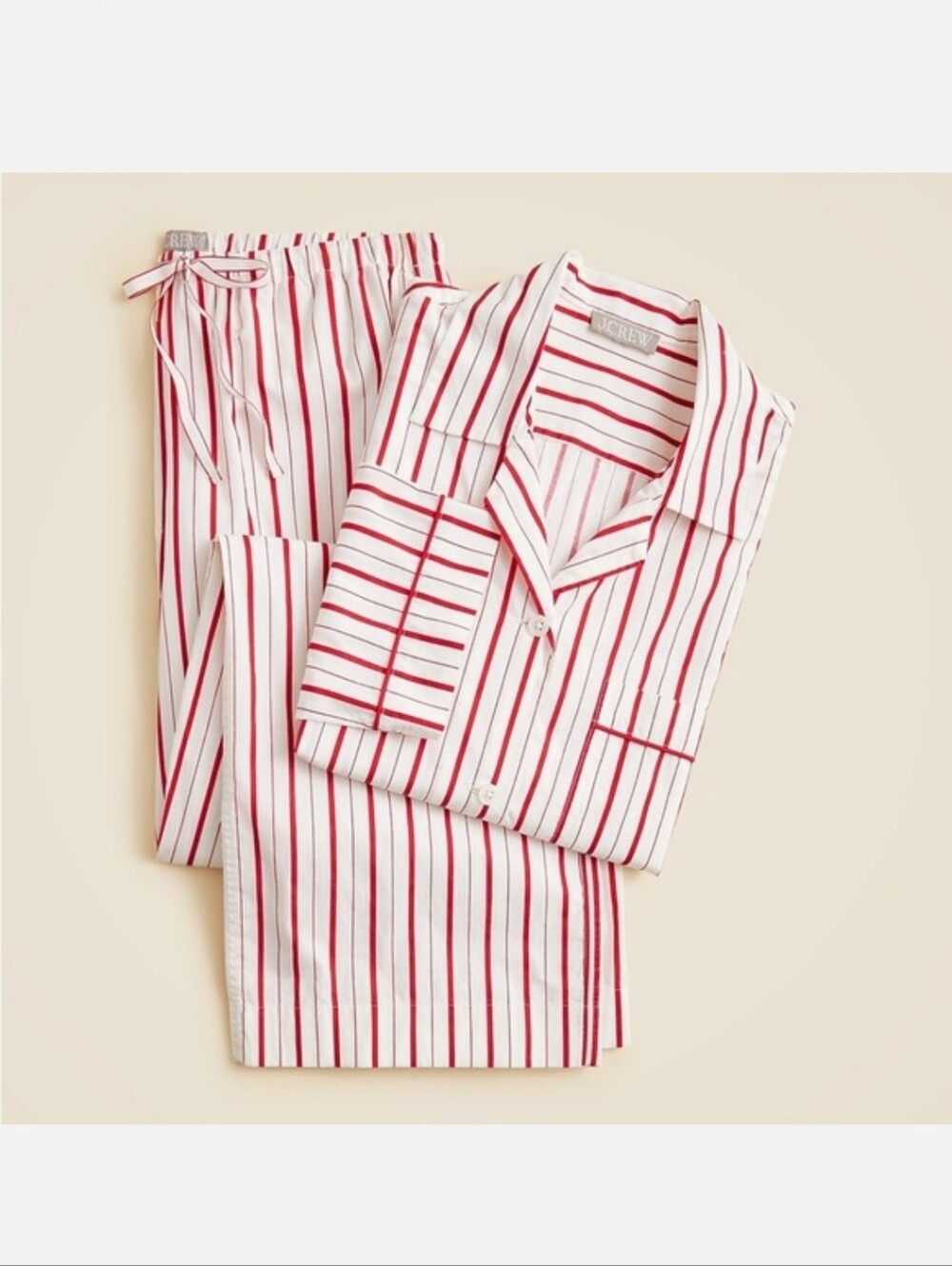 NWT J.Crew Red Cotton Poplin Pajama Pants Only Peppermint Stripe